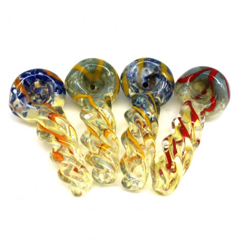 3'' TWISTED FRIT COLOR GLASS HAND PIPE  | 3 inch Glass Hand Pipe with Twisted Frit Color