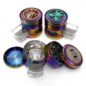 4 Layers Rainbow Color Top Design With Drawer New Heavy Duty Metal Grinder 63 MM