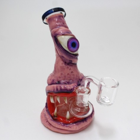 6'' Colorful Cyclops Monster Dab Rig Shower Head Percolator Glass Water Pipe With 14 MM Male Banger