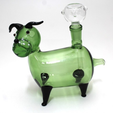 Dog Glass Pipe With 14 MM Male Bowl & Banger