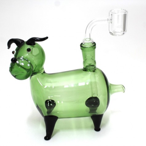 Dog Glass Pipe With 14 MM Male Bowl & Banger