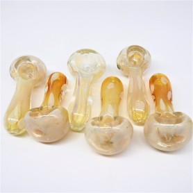 3.5" Gold Electro Plated Glass Hand Pipe