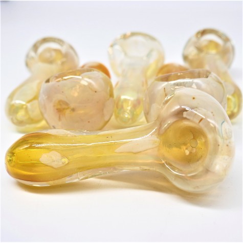 3.5" Gold Electro Plated Glass Hand Pipe