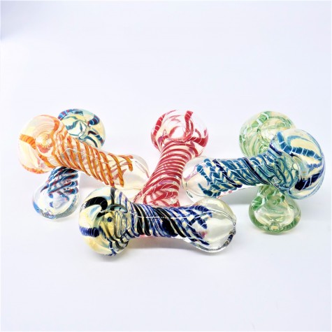 3.5" FLAT MOUTH COLOR TWIST DESIGN HAND PIPE