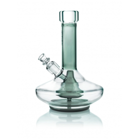 Small  Wide Base  Water Pipe In Smoke Grey With Clear Accents By GRAV 