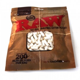 Raw Slim Unrefined Cotton Filters -200 per Bag