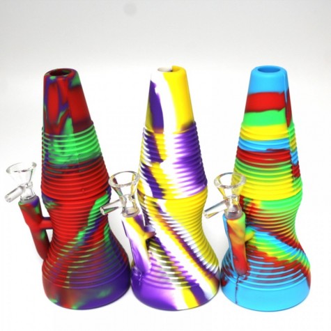8'' Silicone Multi Color Cone Shape Water Pipe With Bowl