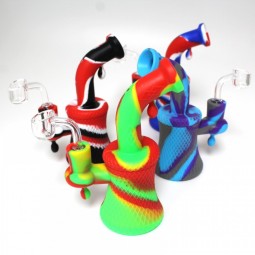 6'' Silicone Multi Color Dab Rig Water Pipe With 14 MM Male Banger