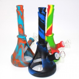 11'' Silicone With Glass Beaker Water Pipe With 14 MM Male Glass Bowl