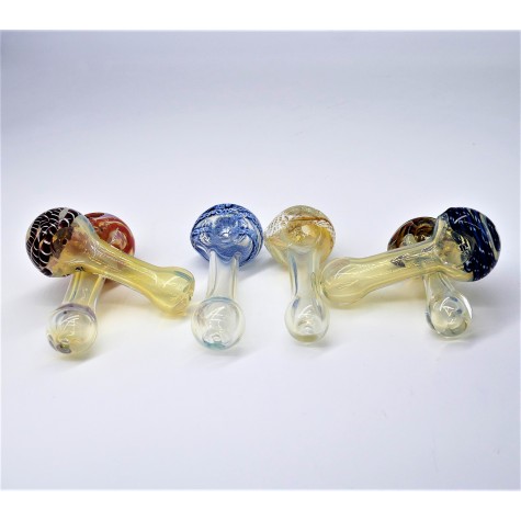 3" BOTTOM MOUTH TOP COLOR SWIRL GLASS HAND PIPE