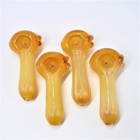 4.5" GOLD ELECTRO PLATED GLASS HANDPIPE W/ 3 BUBBLE DECALS