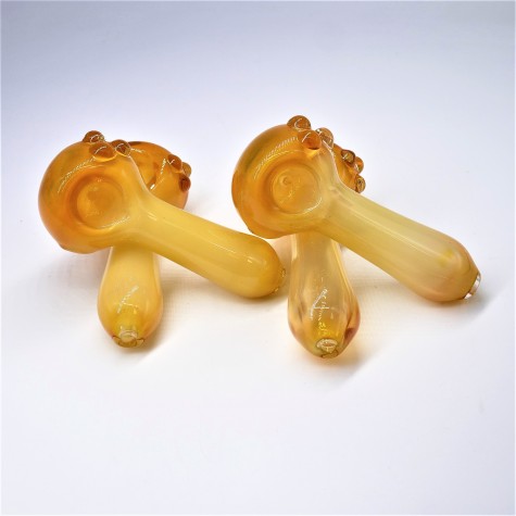 4.5" GOLD ELECTRO PLATED GLASS HANDPIPE W/ 3 BUBBLE DECALS