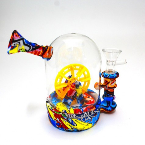 6'' Silicone And Glass Water Wheel Water Pipe