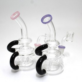 6'' Double Handled Recycle Design Color Tube Dab Rig Water Pipe With 14 MM Male Quartz Banger