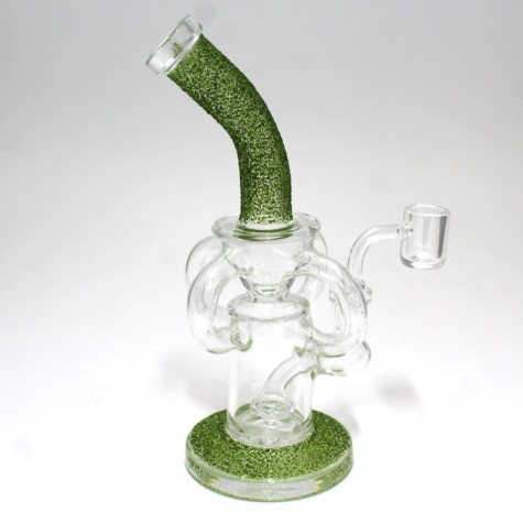 8'' 4 Handled Recycle Dab Rig Water Pipe With 14 MM Male Quartz Banger