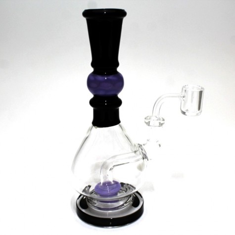 8'' Round Base Color Tube Dab Rig Water Pipe With 14 MM Male Quartz Banger