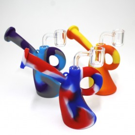 5" Silicone Multi Color Handle Dab Rig Water Pipe with 14 MM Male Banger