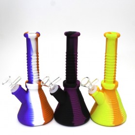 8" Silicon Beaker Multi Color Water Pipe with Bowl