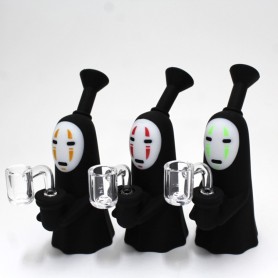 6" Silicon Black & White Dab Rig Water Pipe With 14 MM Male Banger