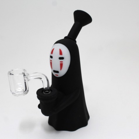 6" Silicon Black & White Dab Rig Water Pipe With 14 MM Male Banger