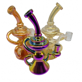 8" METALLIC COATED RECYCLER WATER PIPE W/ 14MM MALE BANGER