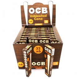 OCB Unbleached Cone 1 1/4 Size 6 Cones Per pack 32 Pack per Box