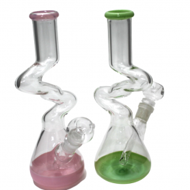 9.5'' Beaker Base Zig Zag Tube Color Water Pipe With 14 MM Male Bowl G-G