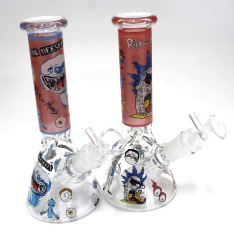 8'' Beaker With Full Decal Design Water Pipe With 14 MM Male Bowl G-G