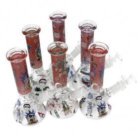 8'' Beaker With Full Decal Design Water Pipe With 14 MM Male Bowl G-G