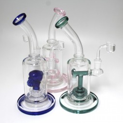 10'' Assorted Design Percolator Water Pipe With 14 MM Male Banger