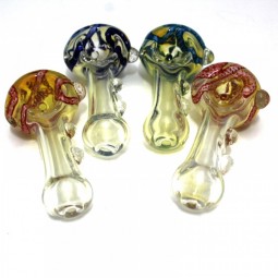 3'' Swirl Color Head Cubed Design Glass Hand Pipe