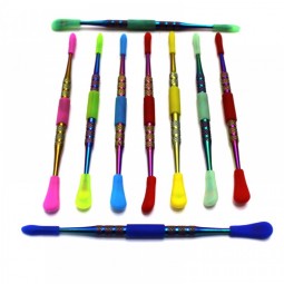 4.5'' Rainbow Color Metal With Silicone Cover Dab Tool