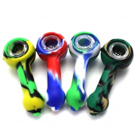 4'' Silicone Multi Color Hand Pipe With Glass Bowl