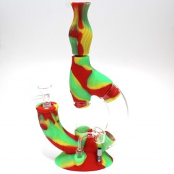 11.5'' Silicone With Glass 3 in 1 New Design Dab Rig Water Pipe With 14 MM Banger, Bowl And 10 MM Titanium Nail