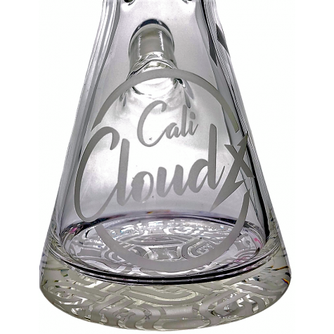15" Cali Cloud X Thick Base Engraved Beaker Water Pipe