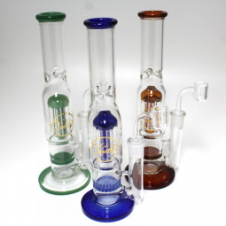 10'' Cali Cloudx Straight Honey Comb With Tree Percolator Water Pipe With 14 MM Male Banger