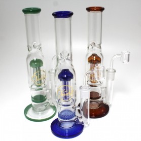 10'' Cali Cloudx Straight Honey Comb With Tree Percolator Water Pipe With 14 MM Male Banger