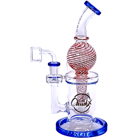 9" CALI CLOUD X SPIRAL COLOR GLOBE W/ RECYCLER AND PERCOLATOR