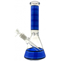 10" Plaid Glass Beaker Water Pipe