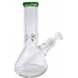 10" Clear Tube Color Glass Beaker Water Pipe w/ 14MM Male Bowl