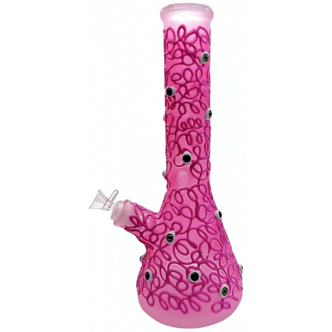 15" FROSTED HEAVY MULTI COLOR EYE WATER PIPE G-G
