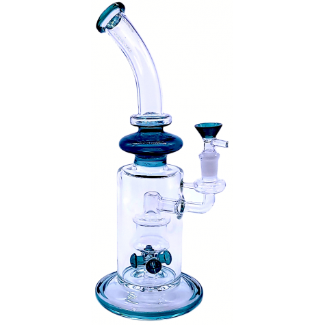 12" Heavy Glass Water Pipe With Button Design Percolator 