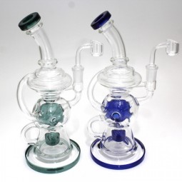 10'' Double Recycle New Design Water Pipe With 14 MM Male Banger