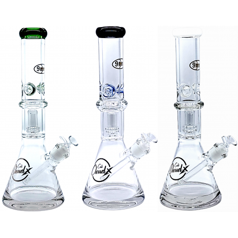 15" 9MM CALI CLOUD WATER PIPE WITH DOUBLE RING PERCOLATOR