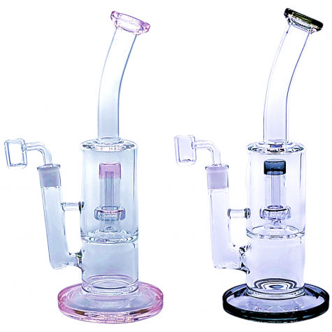 12" COLOR WATER PIPE WITH PERCOLATOR & 14MM MALE BANGER