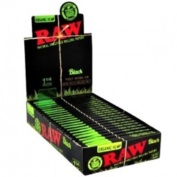 Raw Organic Hemp Black Rolling Paper 1 1/4 Size 24 Per Box