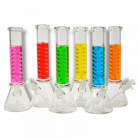 14" Liquid With Coil Design Beaker Water Pipe G-G
