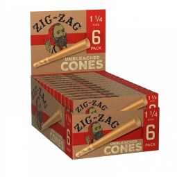 Zig Zag Unbleached Cones 1 1/4 Size 6 Pack / 24 Ct Per Box