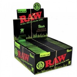 Raw Organic Hemp Black Rolling Paper King Size Slim Size 50 Per Box