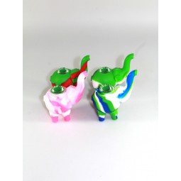 Silicone Multi Color Elephant Pipe With Glass Bowl Medium Size 